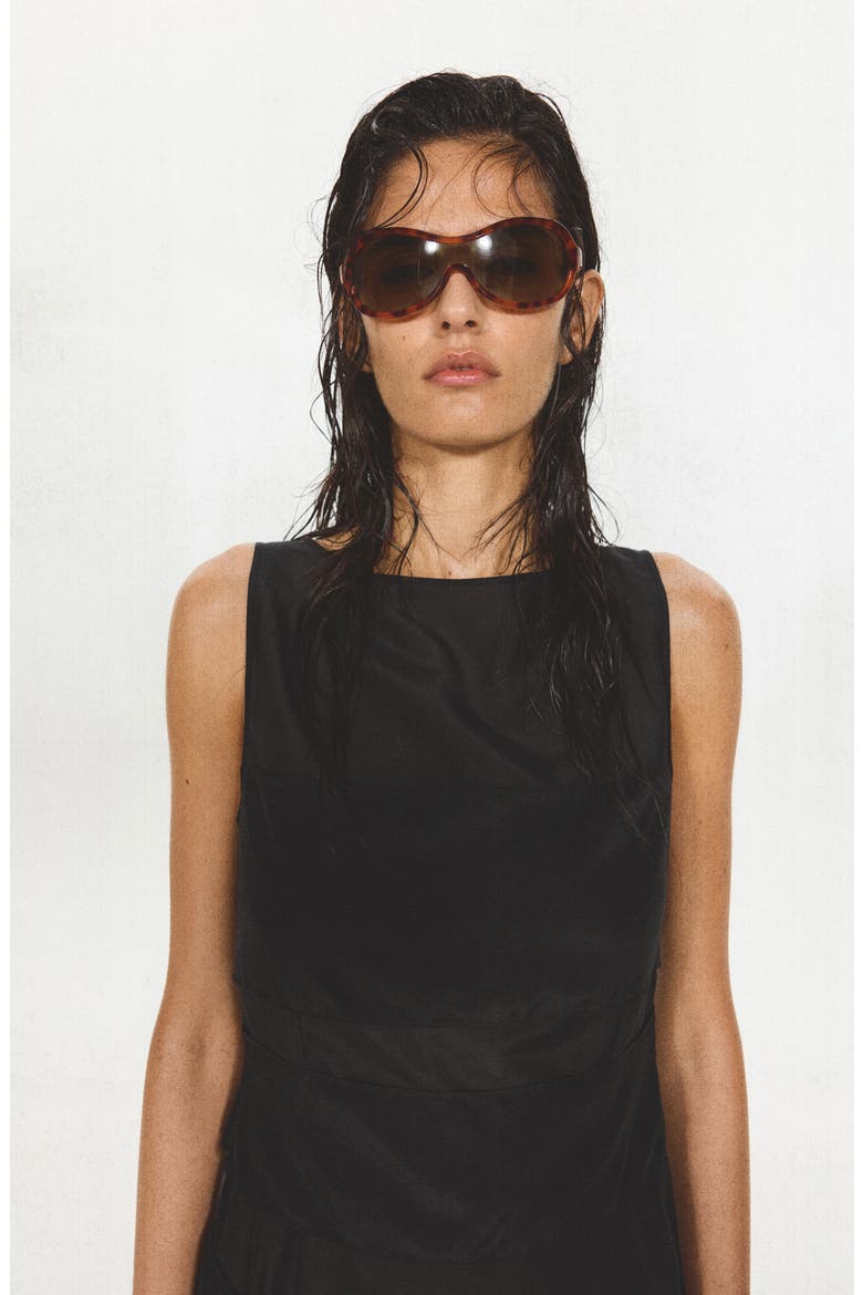 Semi-Sheer Paneled Overlay Dress, Alternate, color, BLACK