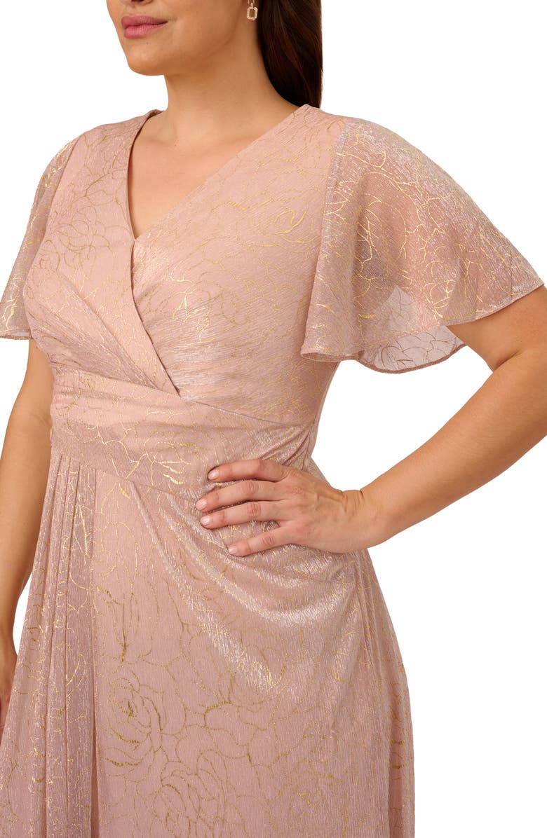 Adrianna Papell Metallic Mesh Drape Gown, Alternate, color,