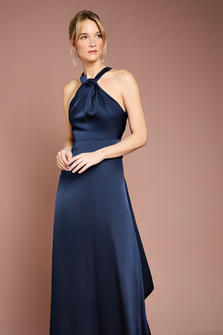 Petite Halterneck Maxi Dress, Alternate, color, Navy