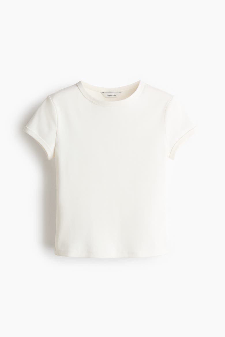 Ribbed T-shirt, Main, color, Cream