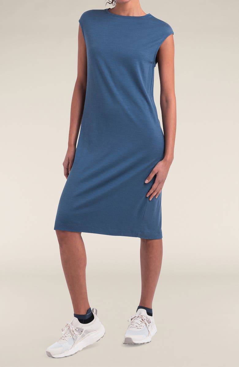 Icebreaker Granary Cap Sleeve Merino Wool T-Shirt Dress, Main, color, Dawn