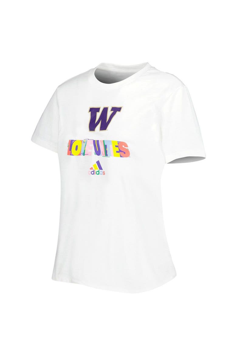 Women's adidas White Washington Huskies Fresh Pride T-Shirt, Alternate, color, White