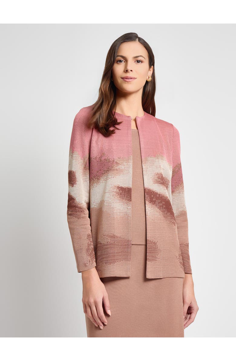 Misook Heritage Landscape Pattern Knit Jacket, Main, color, Honey Suckle/Biscotti