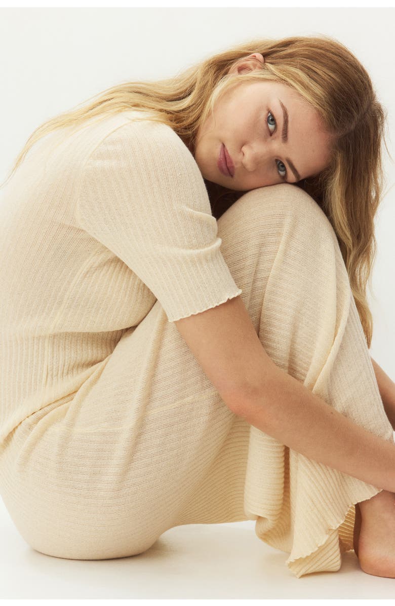 H&M Rib-knit t-shirt dress, Alternate, color, Pale Yellow