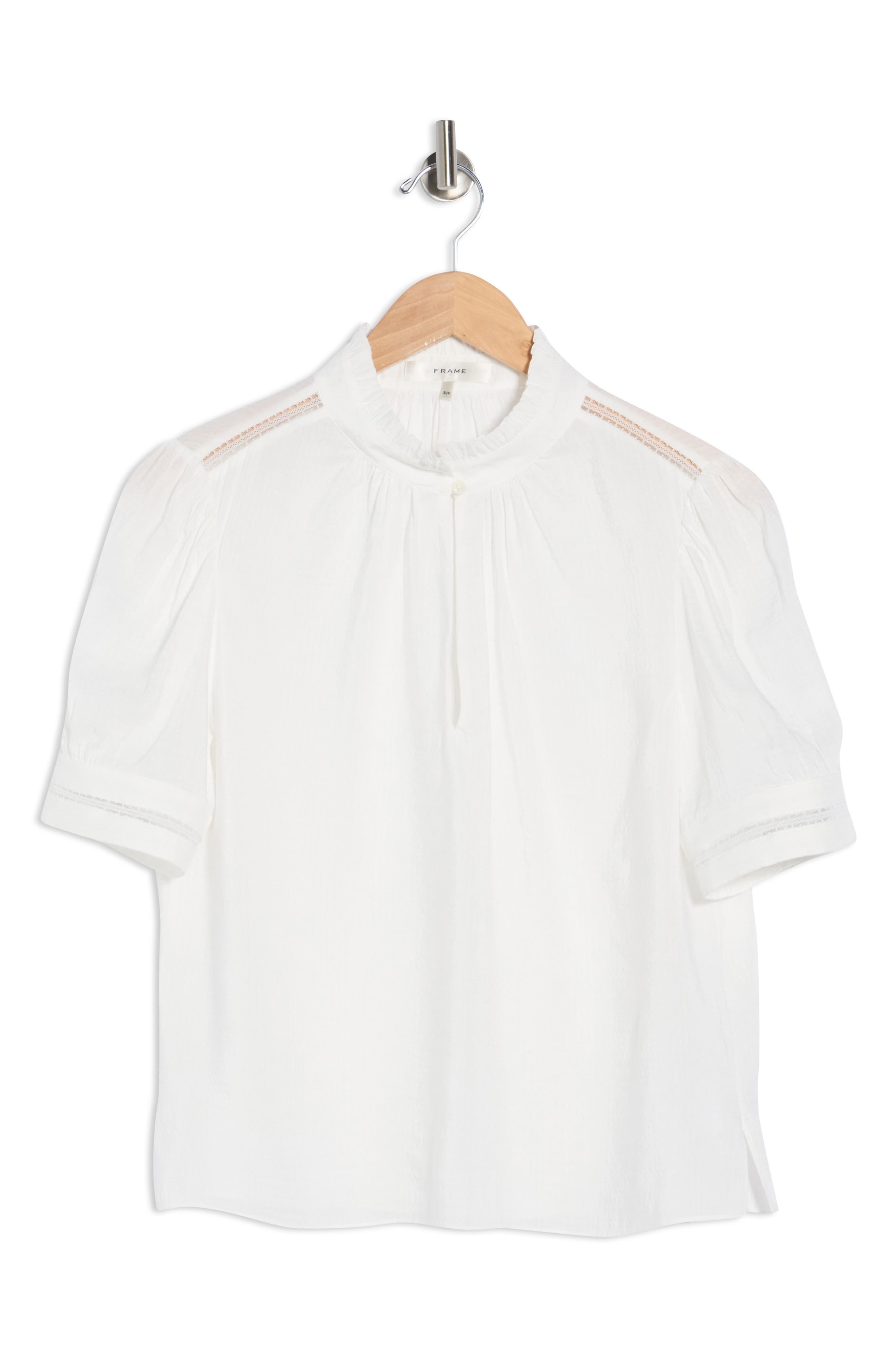 FRAME Ruffle Collar Inset Lace Top