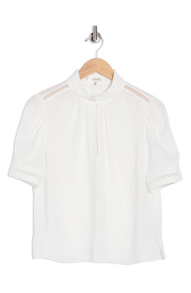 FRAME Ruffle Collar Inset Lace Top, Main, color, White