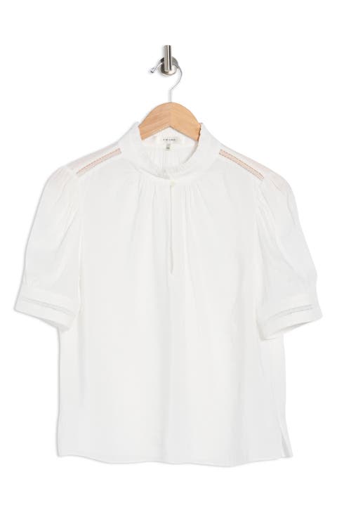 Ruffle Collar Inset Lace Top