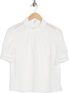 FRAME Ruffle Collar Inset Lace Top