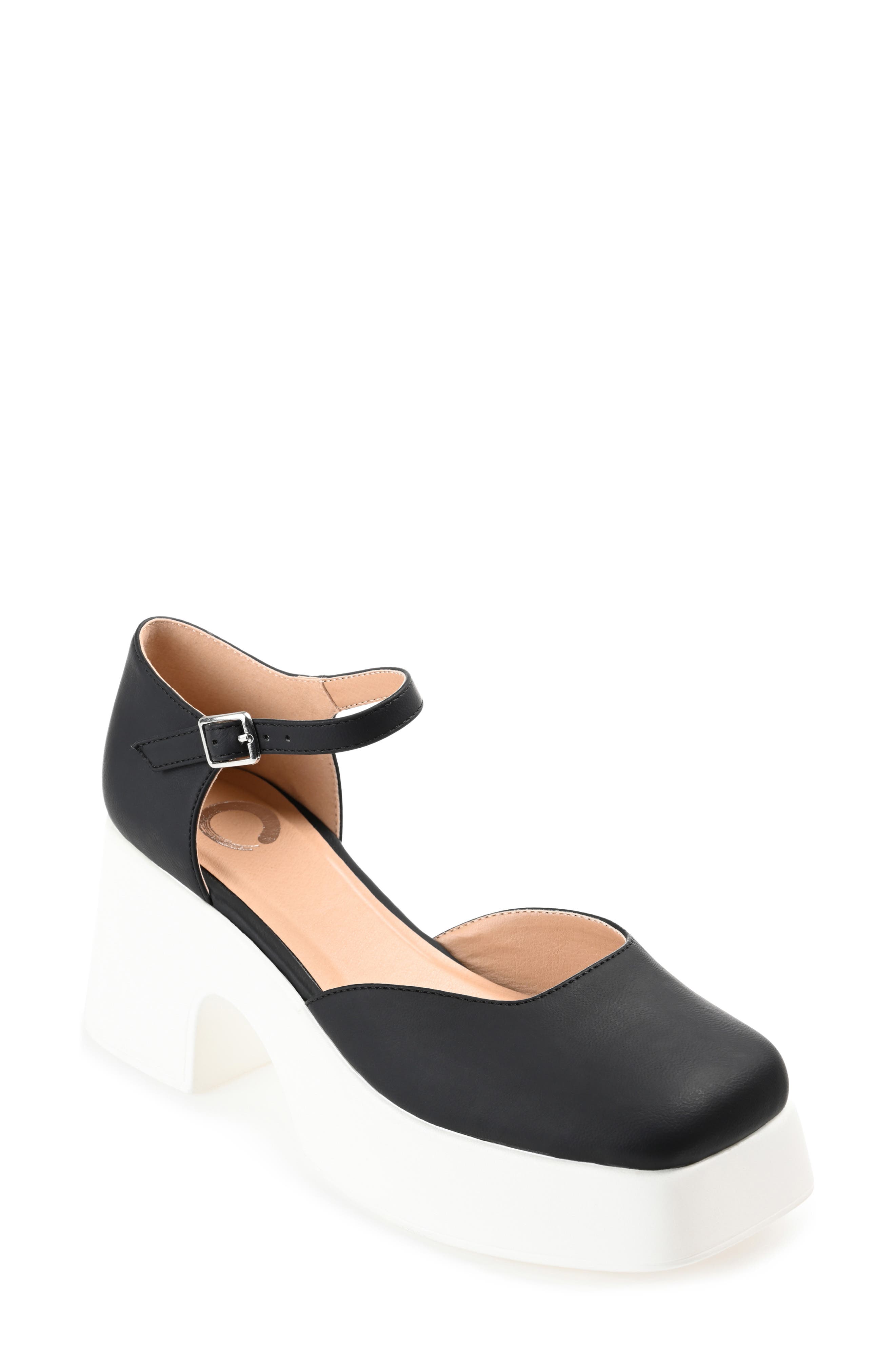 Journee Collection Lizza Platform Pump, Main, color, Black