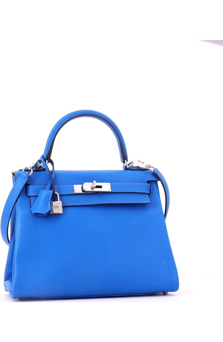 Pre-Owned Hermes Kelly Handbag Blue Evercolor with Palladium Hardware 28, Alternate, color, Bleu Hydra