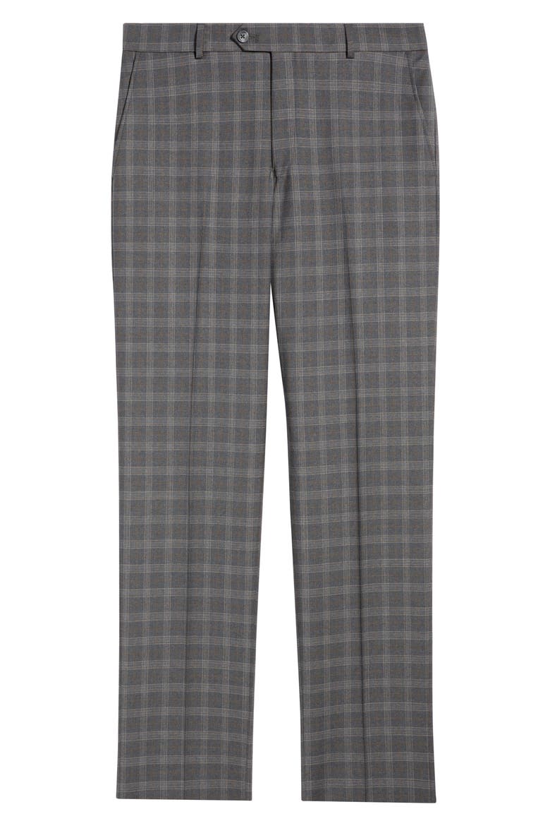 Narrow Plaid Wool Dress Pants, Alternate, color, MEDIUM GREY