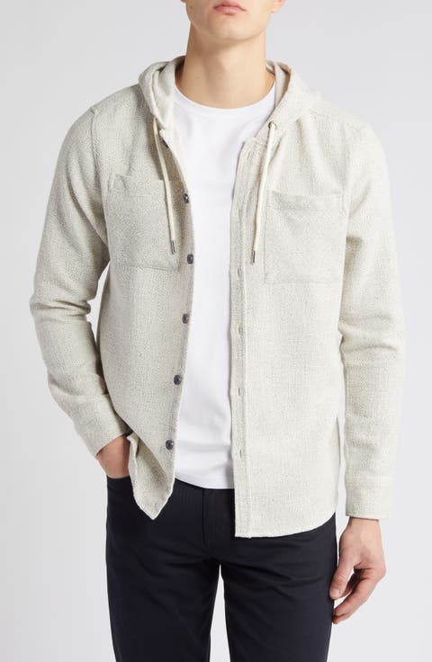 Hamer Button Front Hooded Shirt Jacket