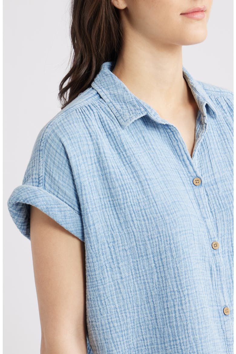 Dana Cotton Button-Up Shirt, Alternate, color, BLUE ACID WASH