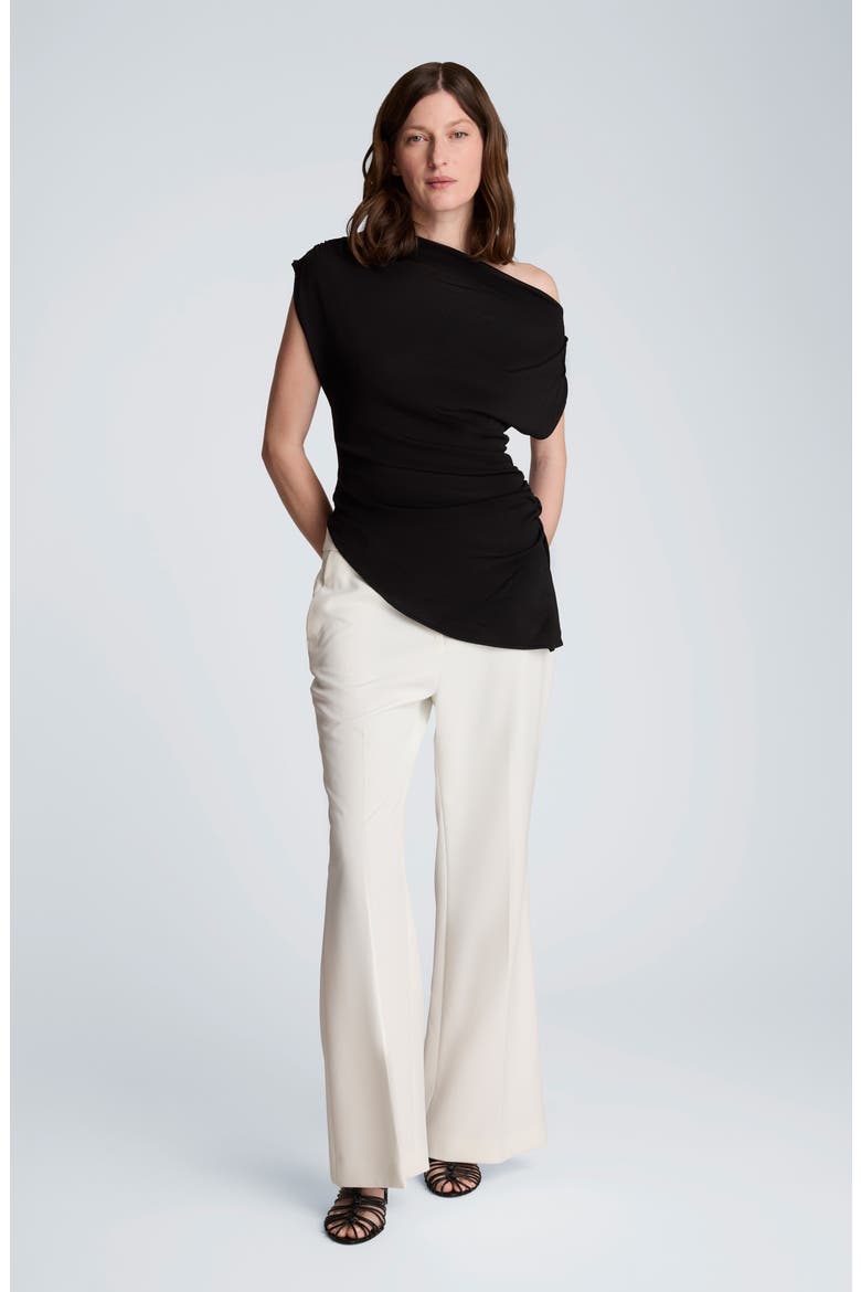 Asymmetric Hem One-Shoulder Sweater, Alternate, color, BLACK