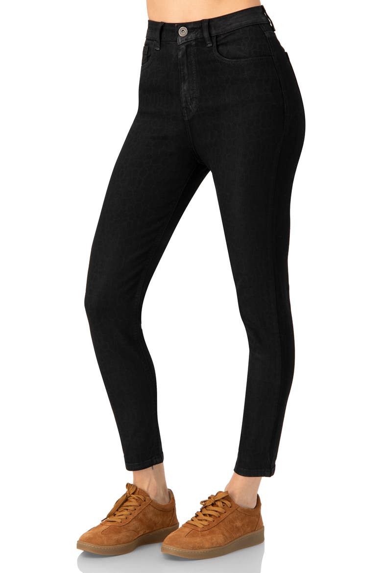 Skinny Jeans with Button and Patch Pockets, Alternate, color, Black