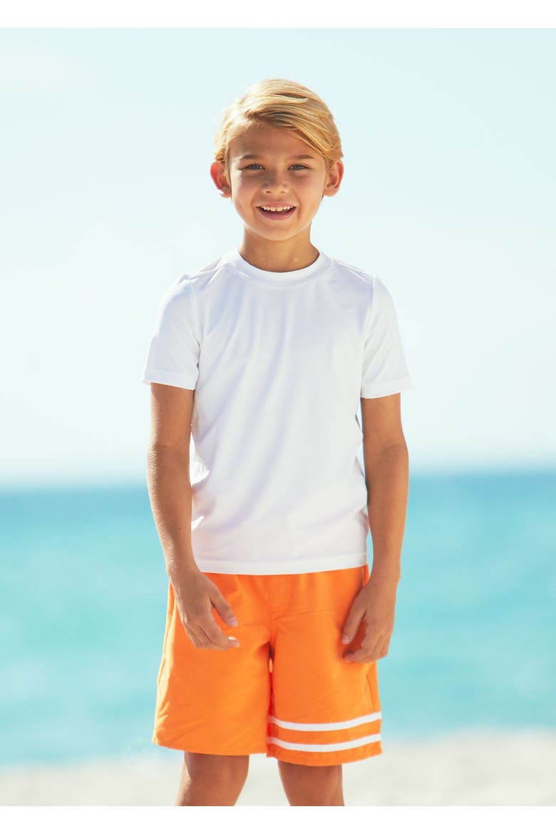 Boys Short Sleeve Rashguard, Alternate, color, White