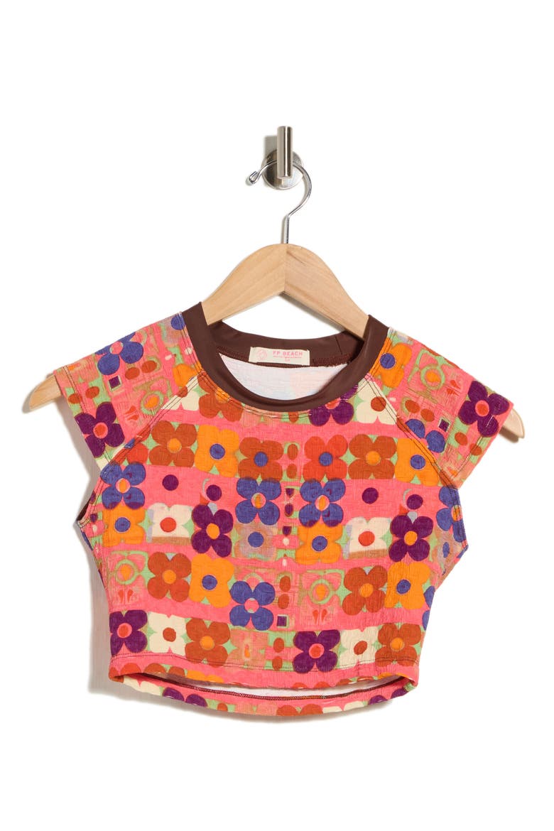 Sonny Jacquard Crop Cover-Up T-Shirt, Main, color, DARK PINK