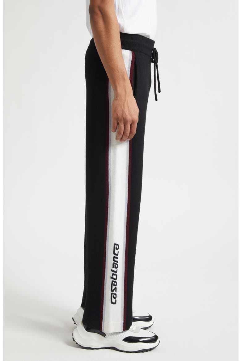 Stripe Merino Wool Knit Trousers, Alternate, color, BLACK