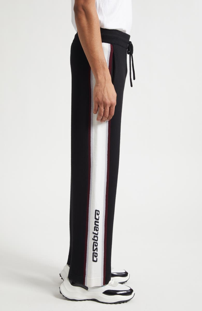Casablanca Stripe Merino Wool Knit Trousers, Alternate, color, Black