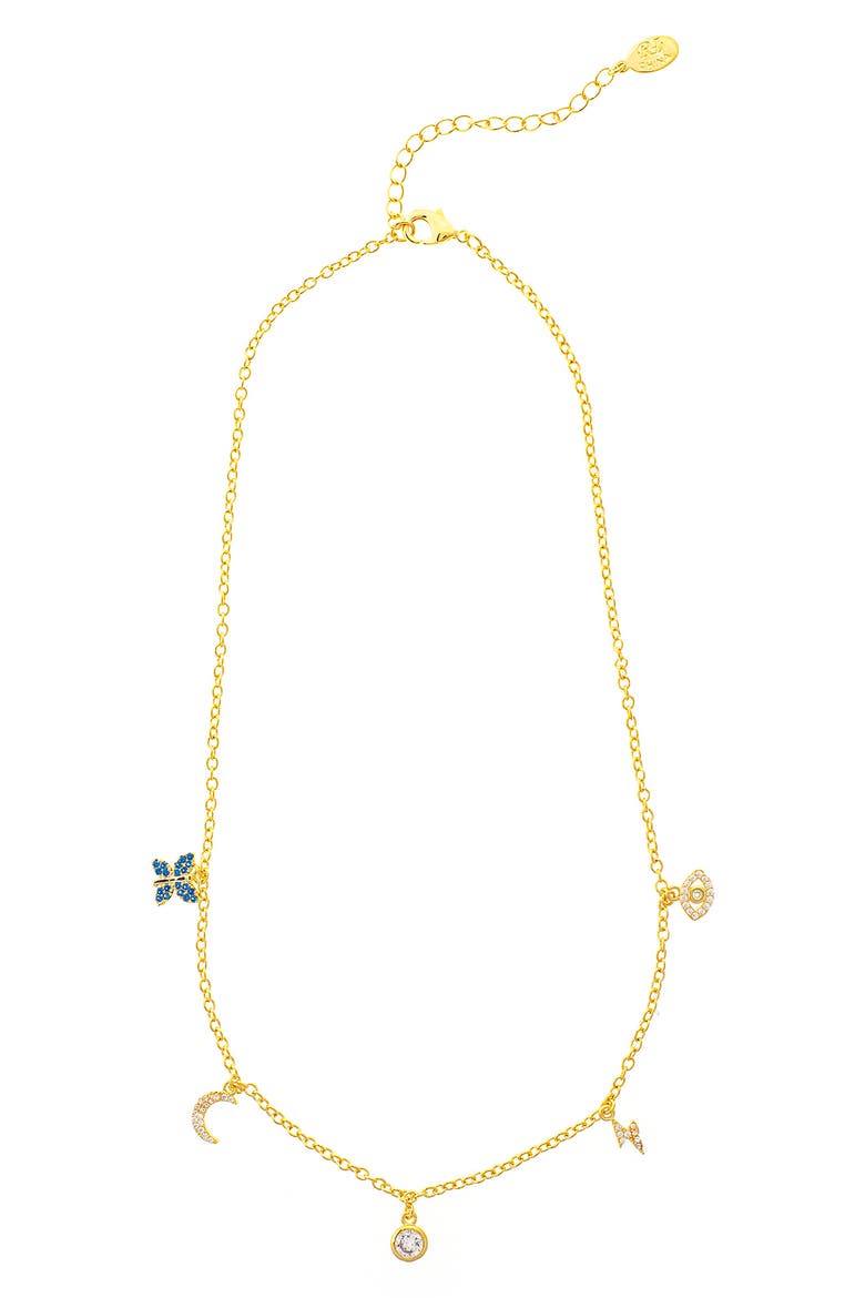 Multi CZ Charm Necklace, Main, color, 18K GOLD CLAD