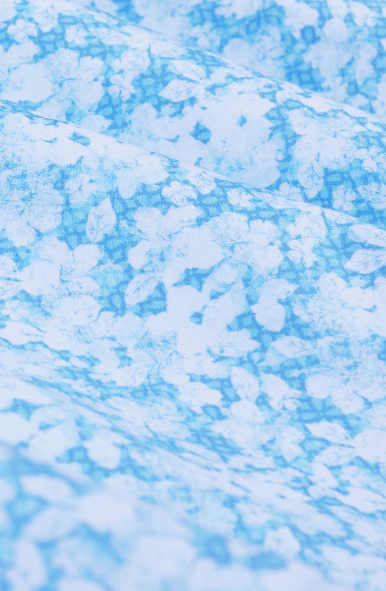 Bugatchi Miles OoohCotton<sup>®</sup> Watercolor Floral Print Short Sleeve Button-Up Shirt, Alternate, color, Teal