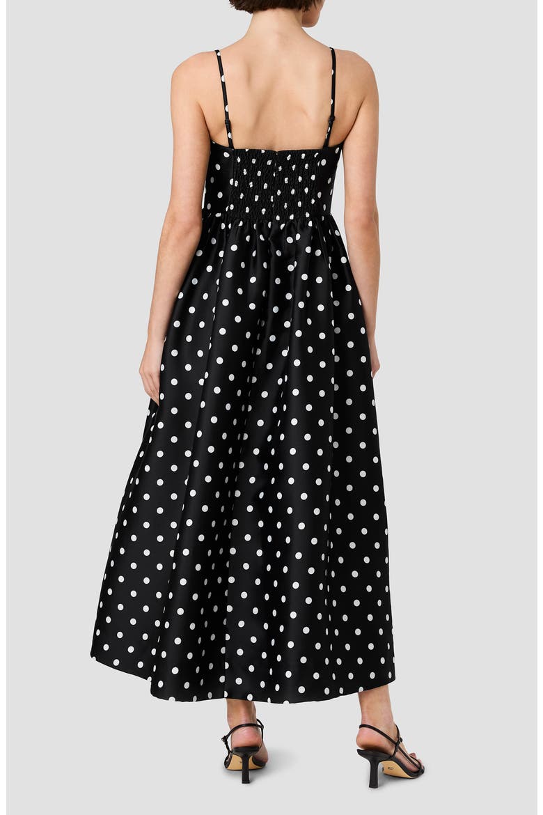 Polka Dot Strapless Taffeta Midi Dress, Alternate, color, BLACK-SUMMER WHITE