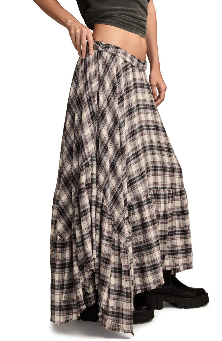 Lucky Brand Plaid Maxi Skirt, Alternate, color, Cream Plaid