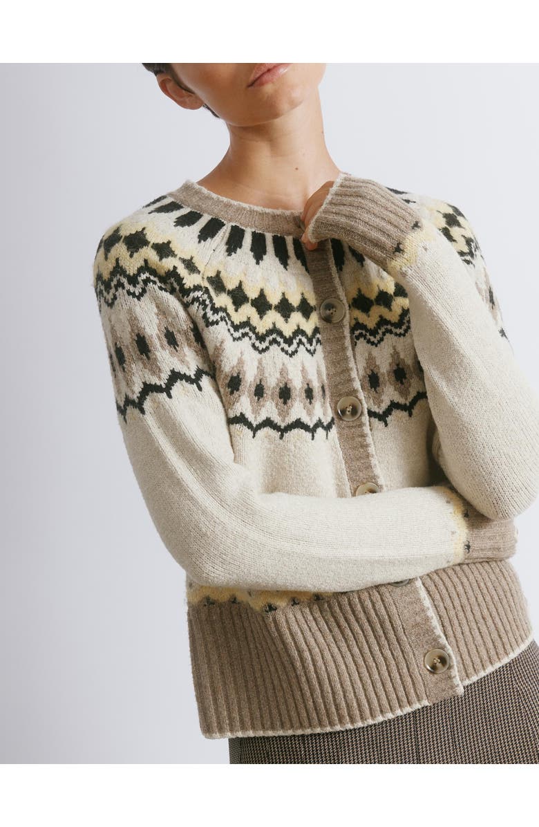 Albaray Fair Isle Yoke Cardigan, Alternate, color, Neautral