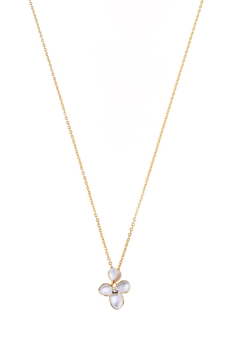 White Flower I Necklace, Main, color, Silver Gold Plated