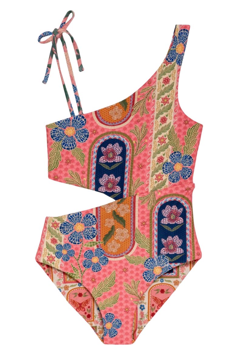 Kids' Savanna Cutout Reversible One-Piece Swimsuit, Main, color, RED