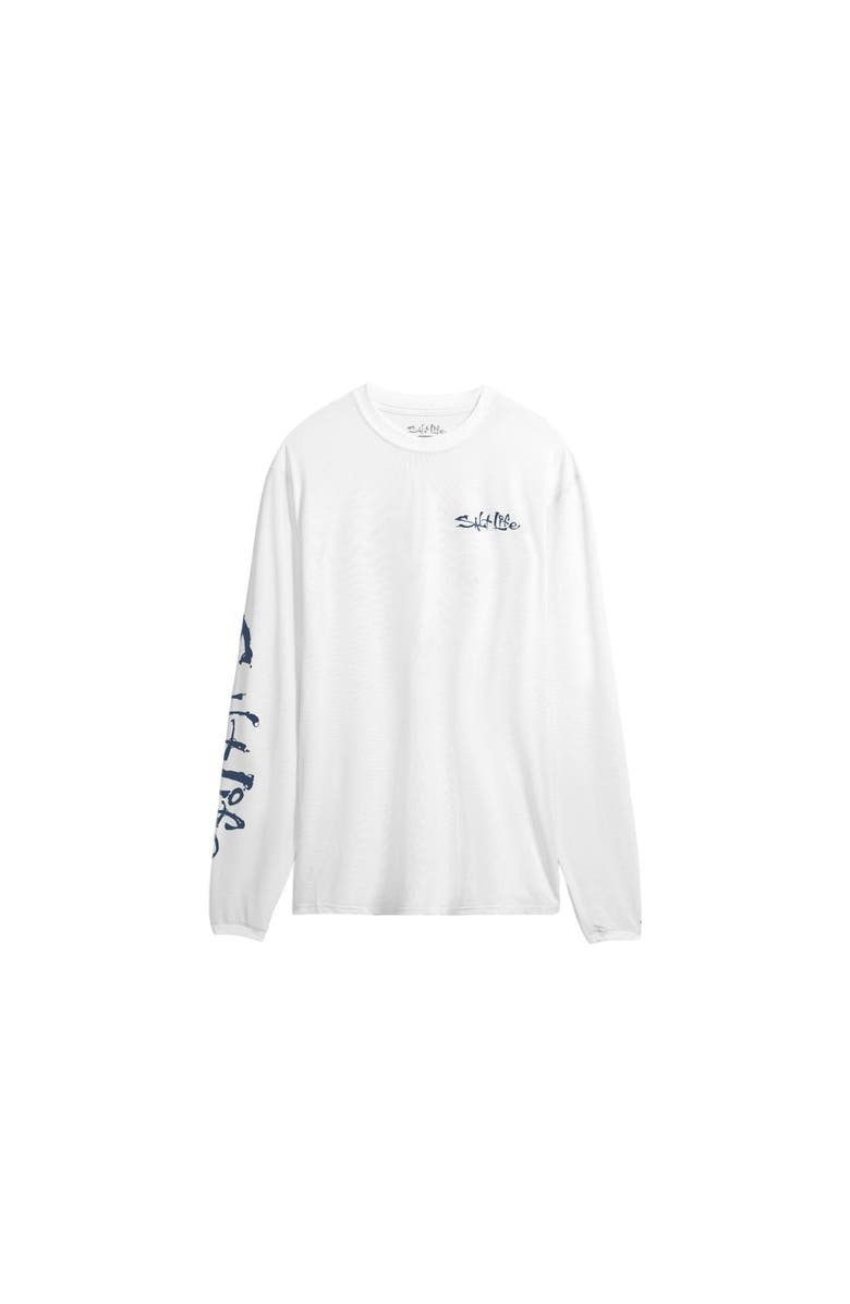 Salt Life Americana Tuna Long Sleeve SLX Performance Tee, Main, color, White
