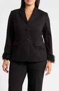 Anne Klein Faux Feather Cuff Two-Button Blazer