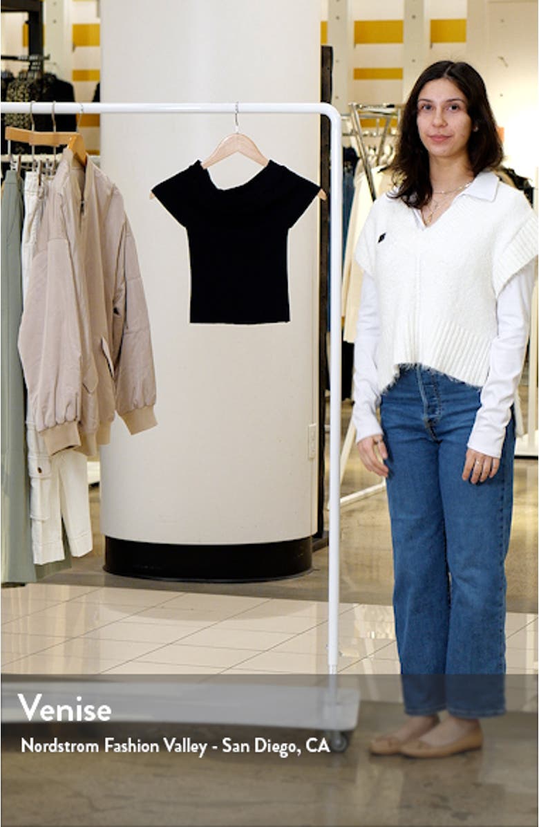 Off the Shoulder Rib Knit Crop Top, sales video thumbnail