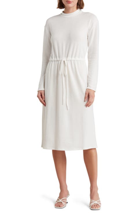 Long Sleeve Drawstring Waist Dress