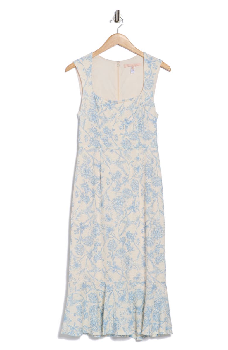 Hutch Square Neck Midi Dress, Alternate, color, Ivory/ Blue