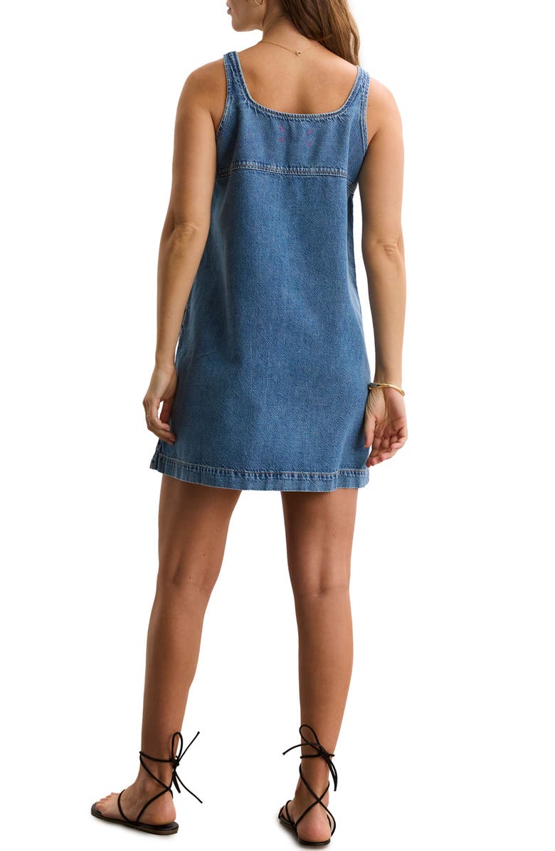 HATCH Collection The Kiley Denim Mini Maternity Dress, Alternate, color, Vintage Dream Blue
