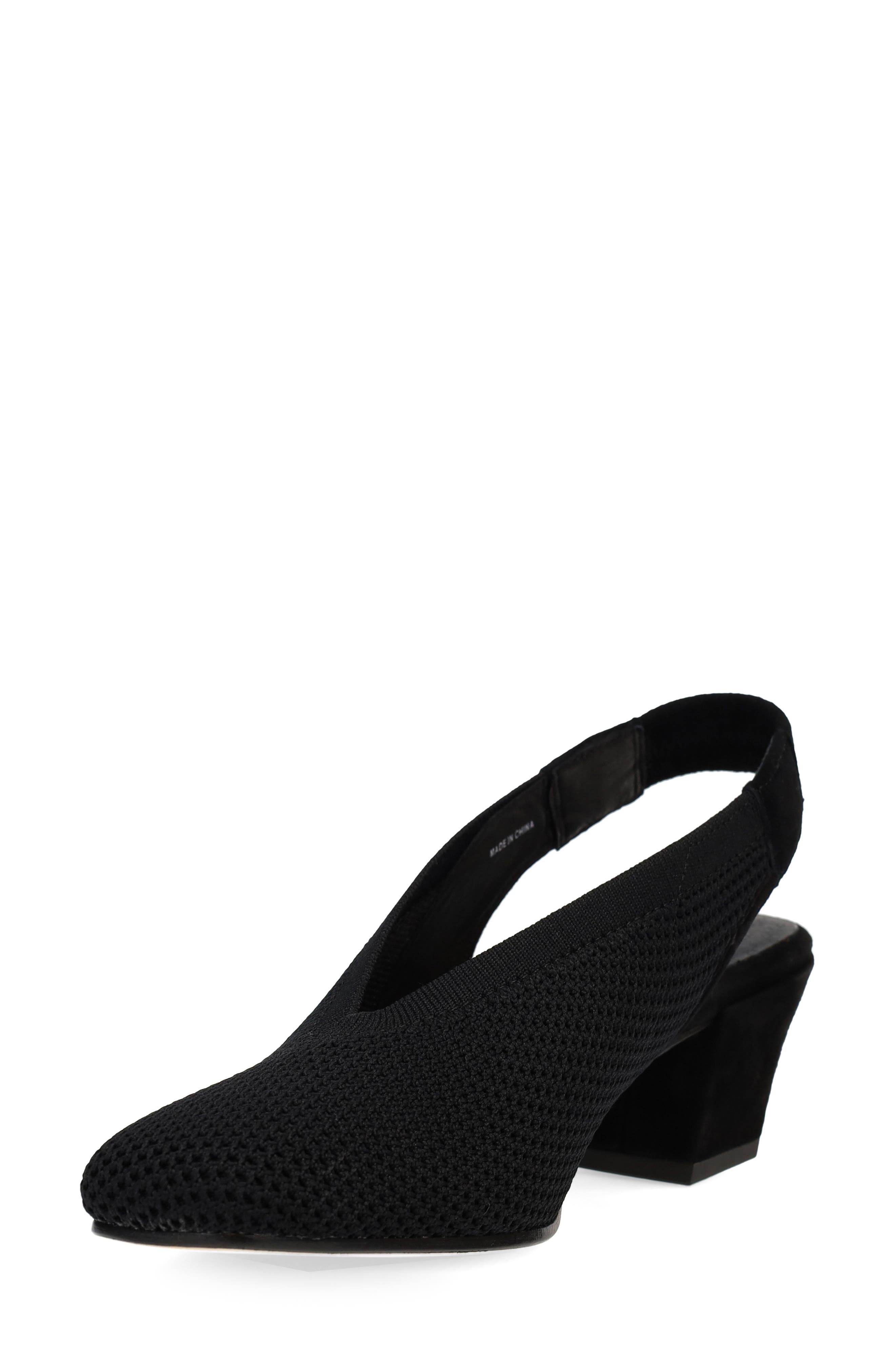 Eileen Fisher Vasa Block Heel Knit Slingback Pump, Alternate, color, Black