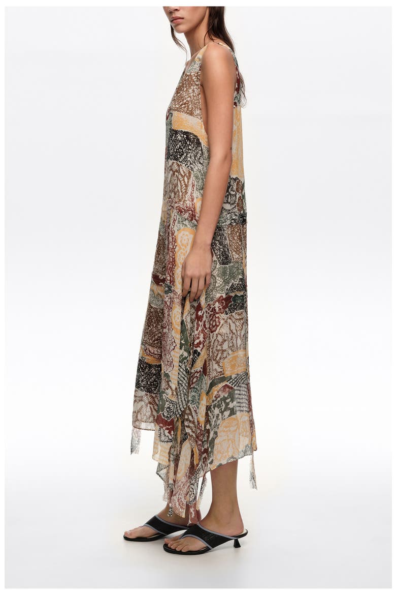 Lace Irregular Fluid Dress With Frayed Details, Alternate, color, LACE PRINT IVORY
