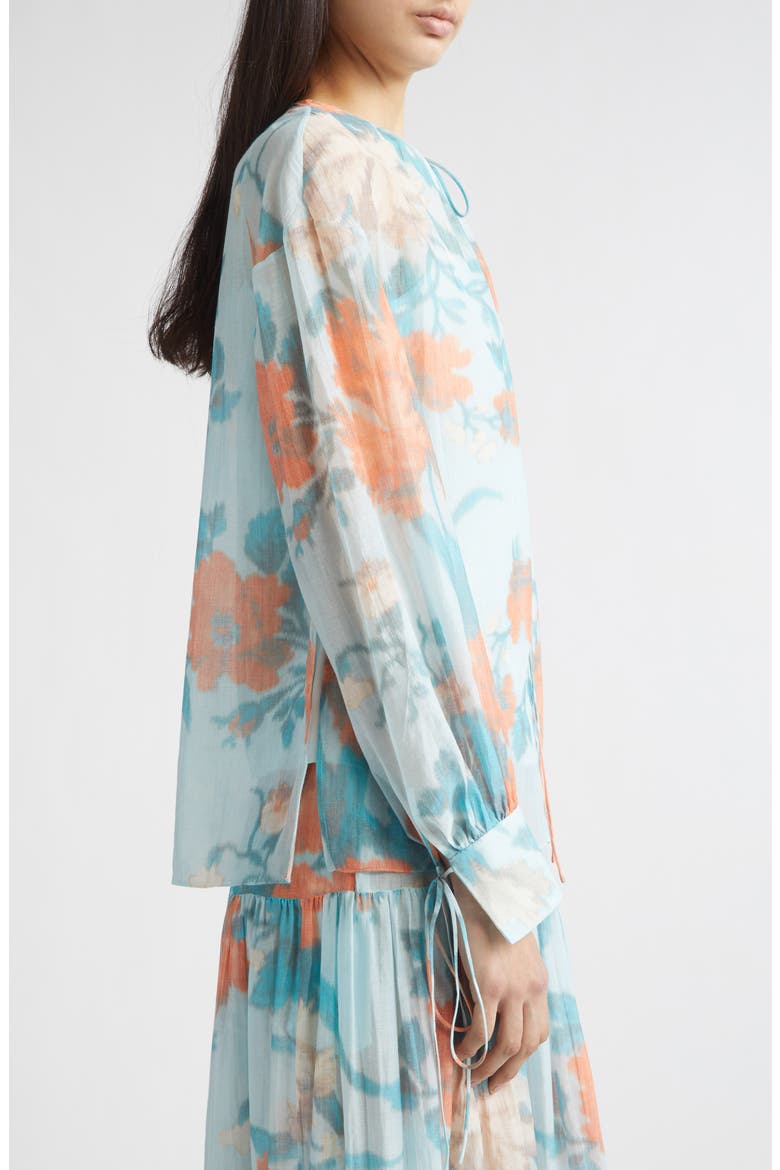 Floral Print Cotton & Silk Voile Top, Alternate, color, TRAILING POPPY DREAM BLUE