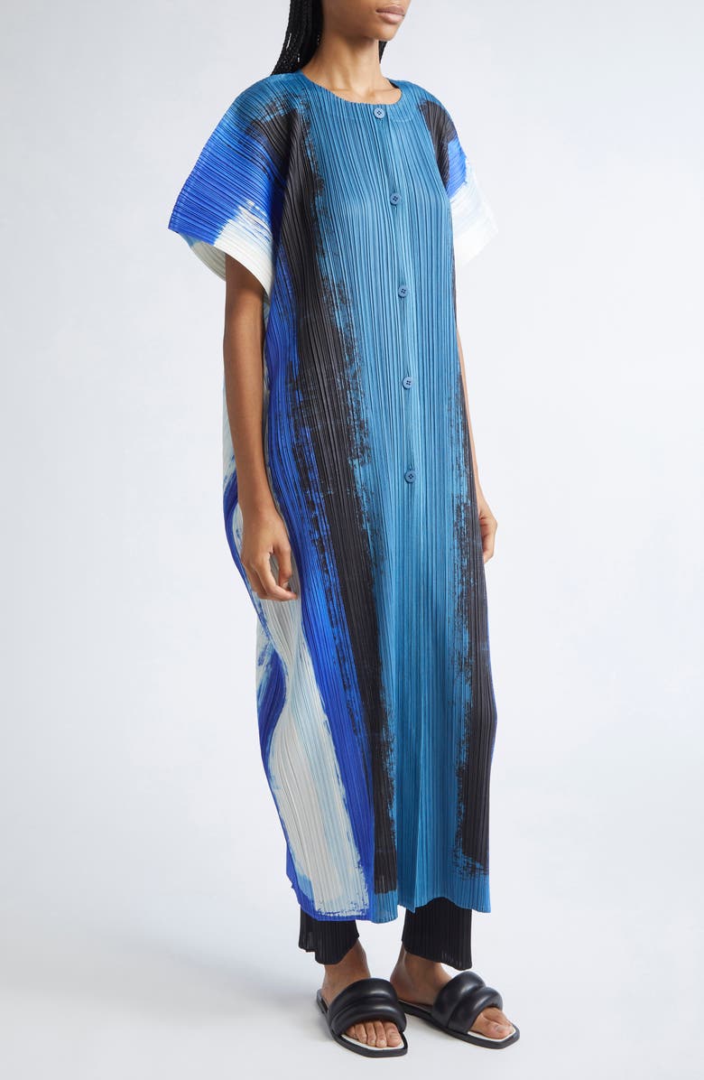 Pleats Please Issey Miyake Jump Print Pleated Dress, Alternate, color, Blue