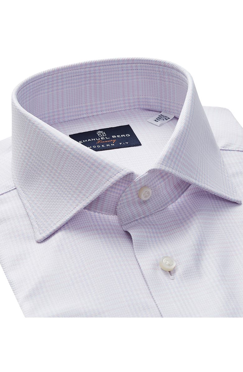 Emanuel Berg Modern Fit Check Cotton Dress Shirt, Alternate, color, Light Pastel Pink