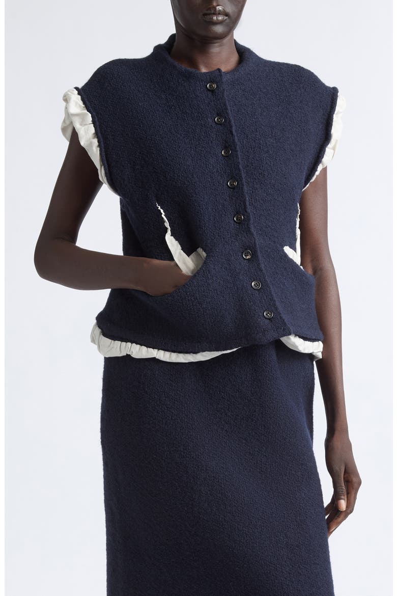 Fulling Wool Knit Vest, Main, color, NAVY
