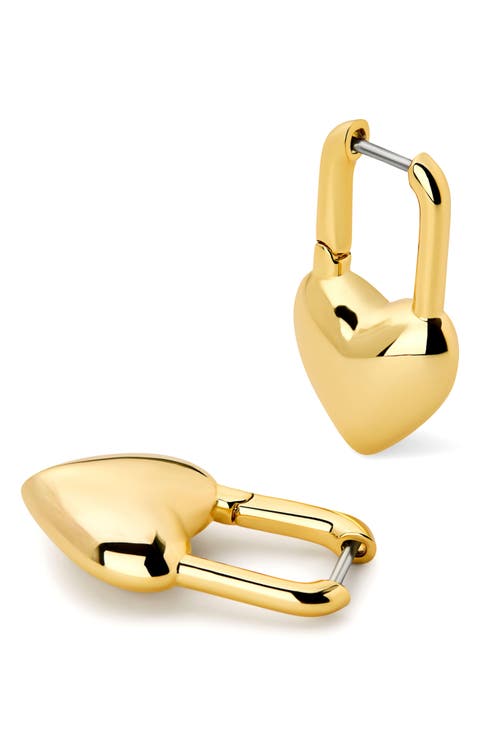 Cameron Two Tone Heart Drop Hoop Earrings