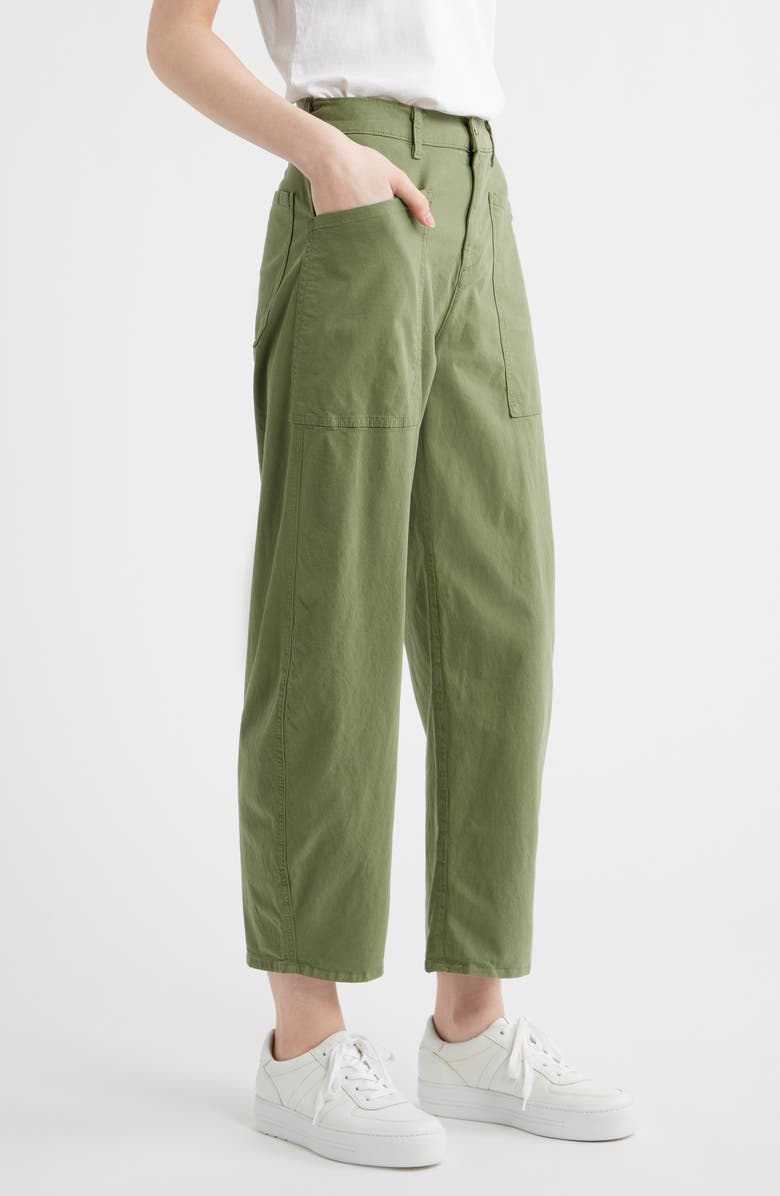 Frank & Eileen Bray Barrel Leg Cotton Twill Pants, Alternate, color, Olive
