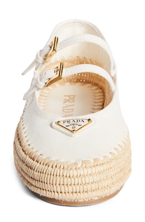 Prada Leather And Crochet Ballerinas In Avorio