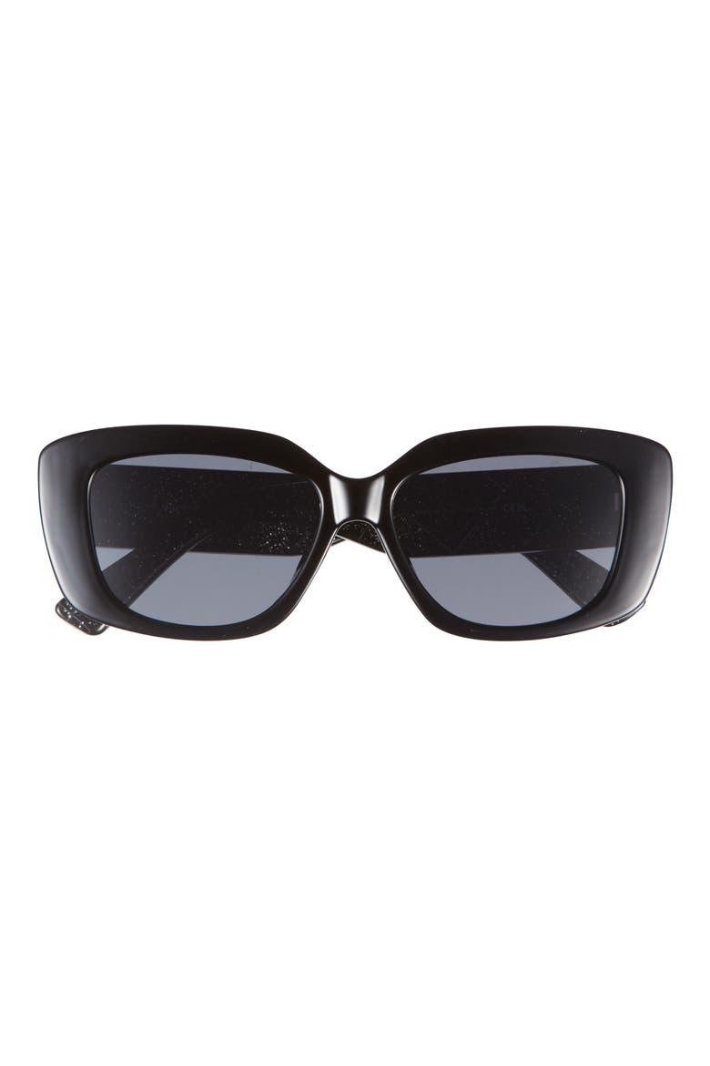 Rectangular Sunglasses, Main, color, SOLID BLACK