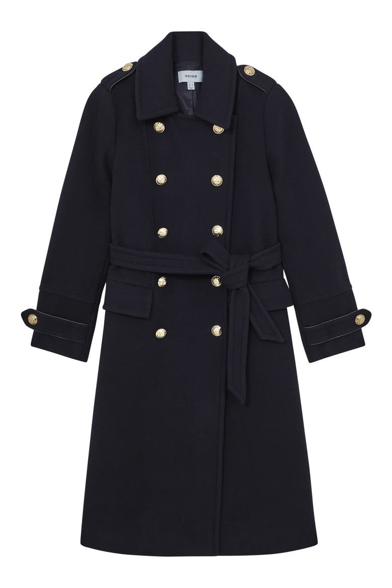 Farley Wool Blend Double Breasted Coat, Alternate, color, FARLEYNAVY