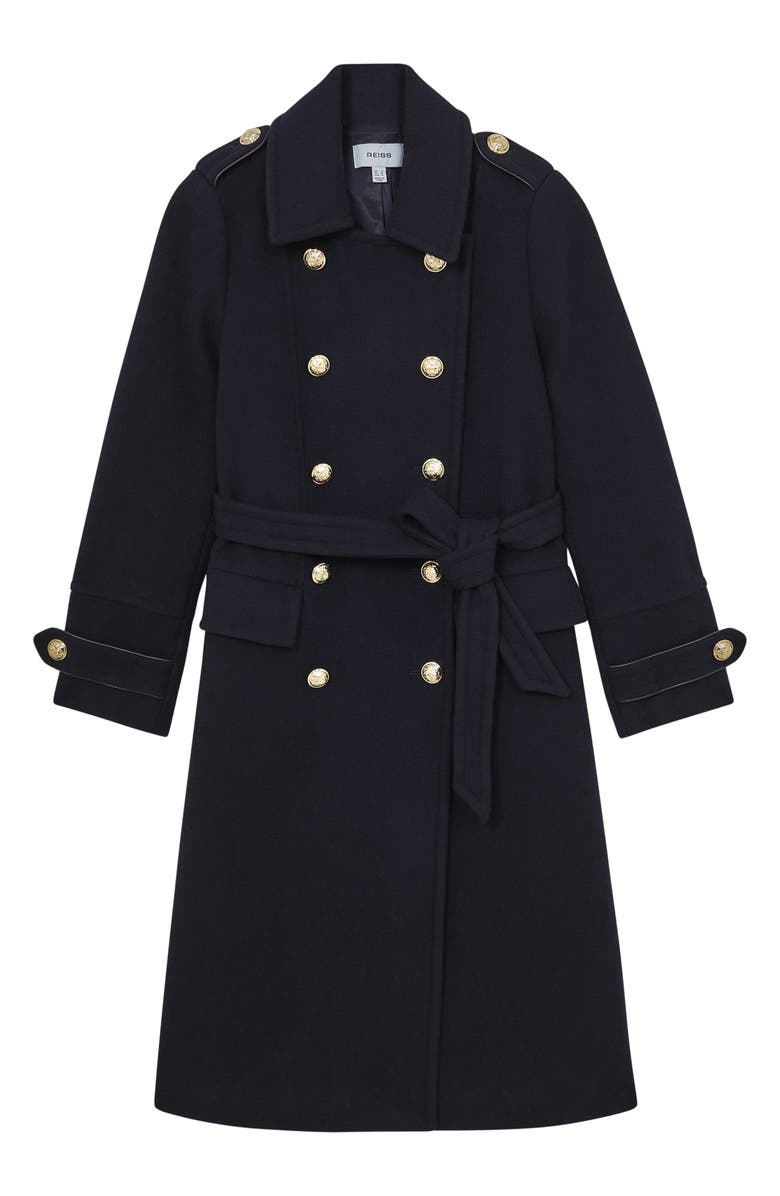 Reiss Farley Wool Blend Double Breasted Coat, Alternate, color, Farleynavy