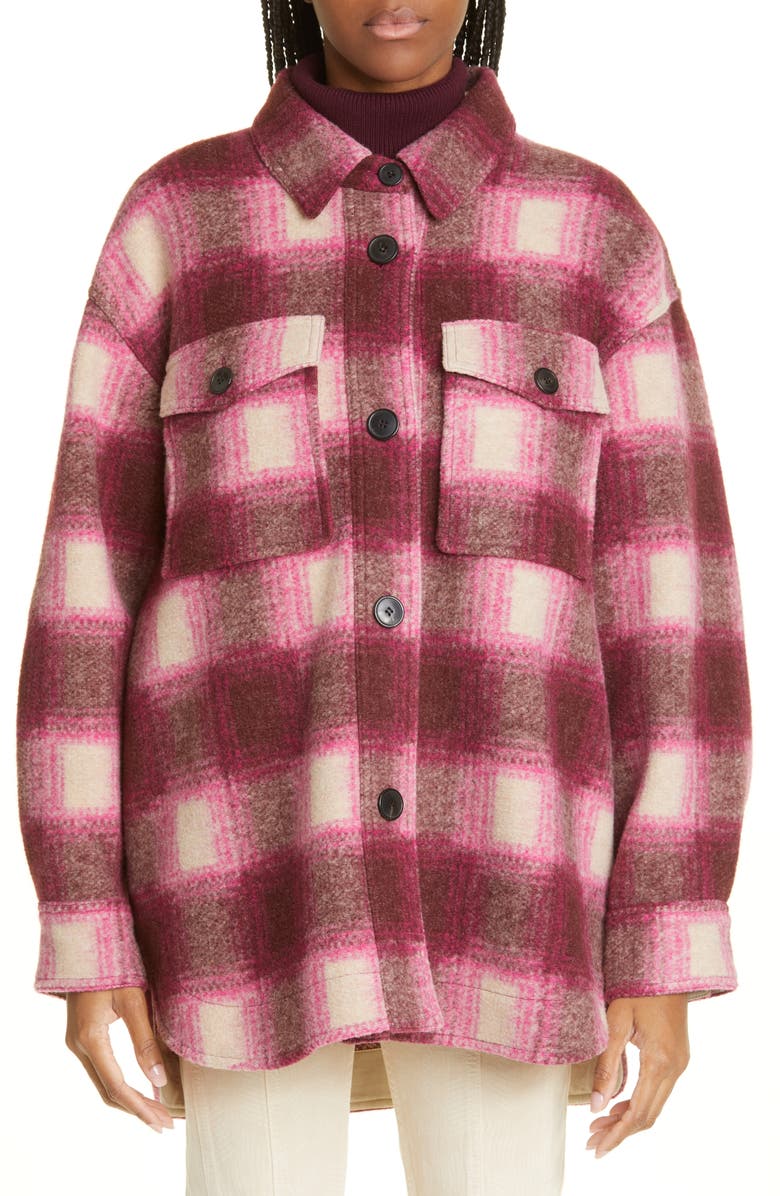 Isabel Marant Étoile Harveli Oversize Plaid Cotton Jacket, Alternate, color, 