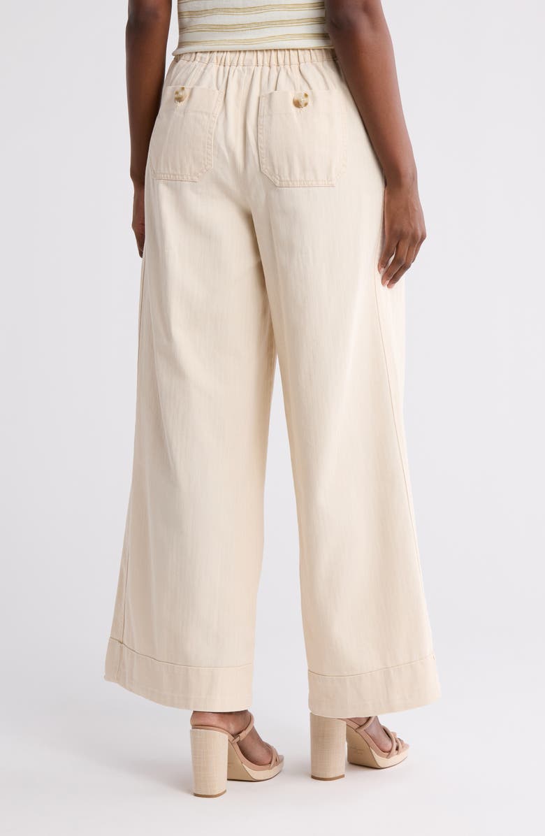 Herringbone Sailor Cotton Wide Leg Pants